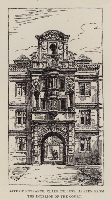 Cambridge: Eingangstor des Clare College, gesehen vom Innenhof von English School