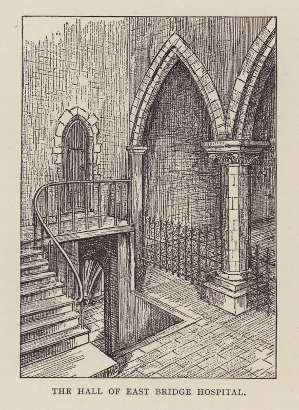 Canterbury: Die Halle des East Bridge Hospital (Lithographie) von English School
