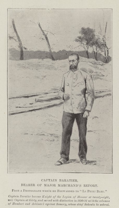 Kapitän Baratier, Überbringer des Berichts von Major Marchand (Lithografie) von English School