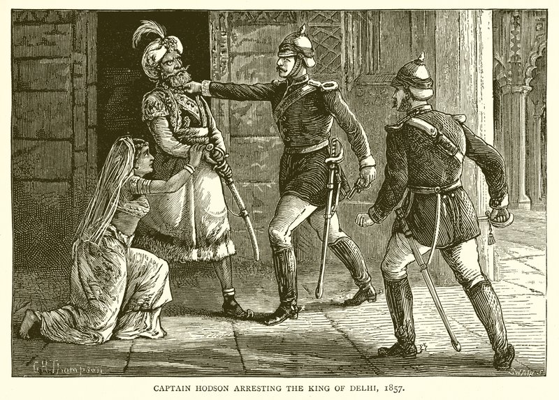 Kapitän Hodson verhaftet den König von Delhi, 1857 von English School