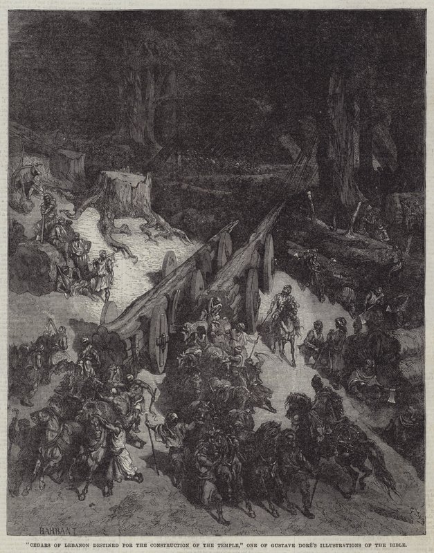 "Zedern des Libanon für den Bau des Tempels bestimmt," Eine von Gustave Dorés Illustrationen der Bibel (Gravur) von English School