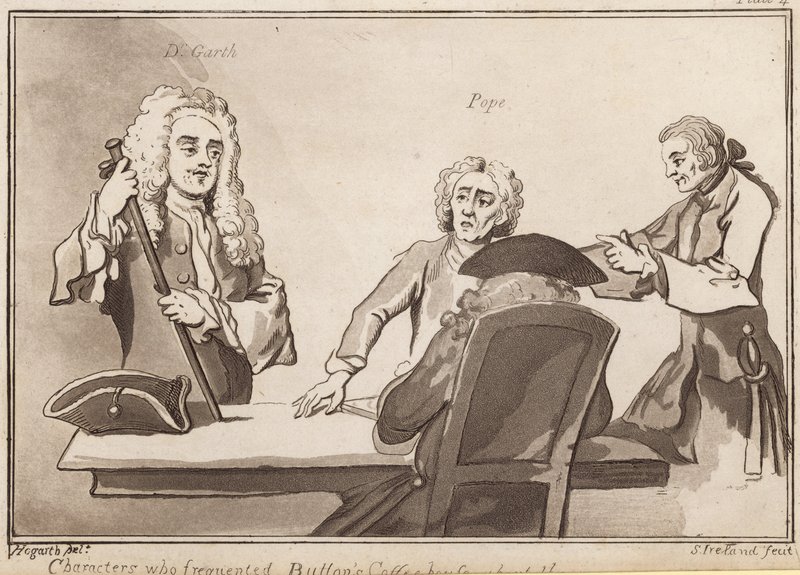 Personen, die Buttons Coffee House um das Jahr 1720 besuchten: Dr Garth, Pope von English School