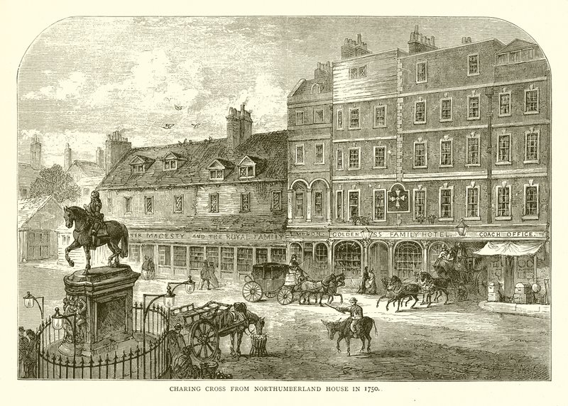 Charing Cross vom Northumberland House im Jahr 1750 von English School