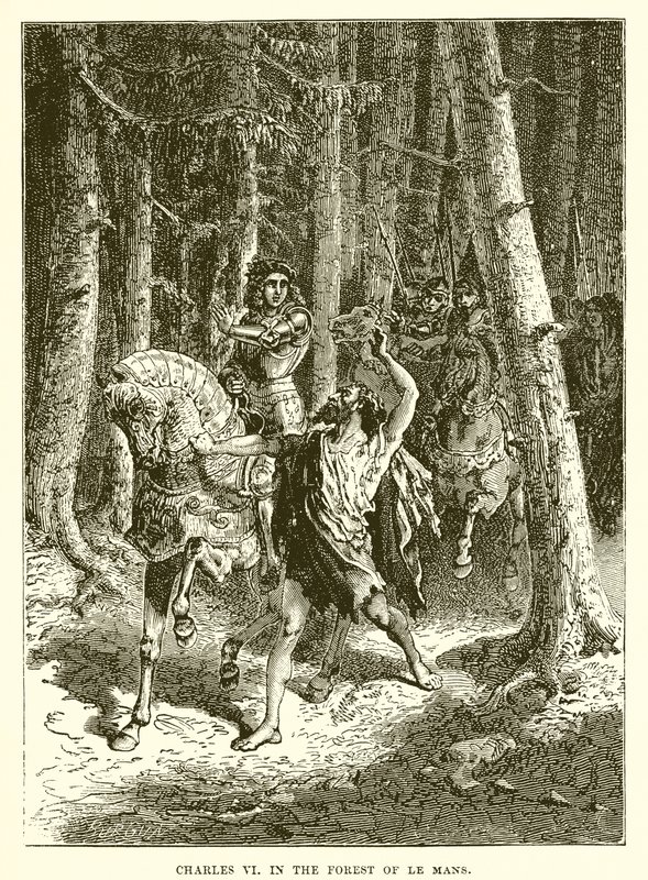 Karl VI. im Wald von Le Mans von English School