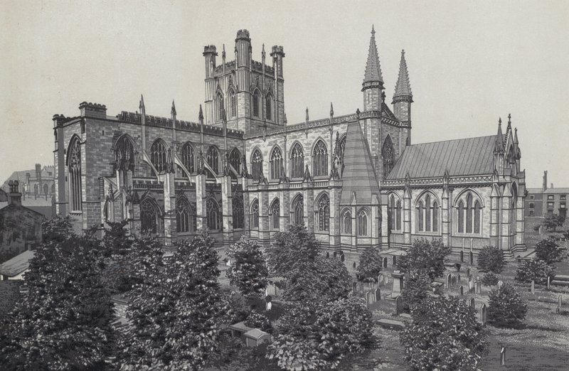 Chester: Die Kathedrale, von den Stadtmauern von English School