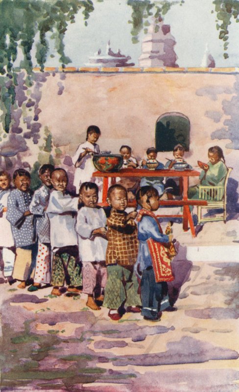 Kinder von China: Kinder beim Essen und Spielen von English School