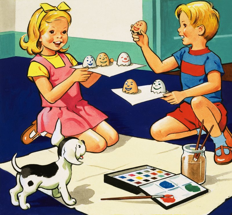 Kinder bemalen Eier von English School