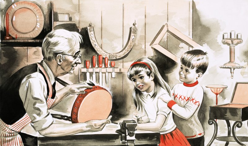 Kinder mit Möbelrestaurator von English School