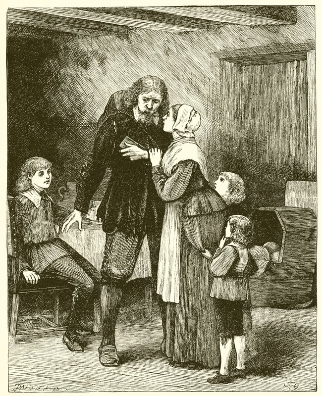 Christ erzählt seiner Frau und seinen Kindern von seiner Not von English School
