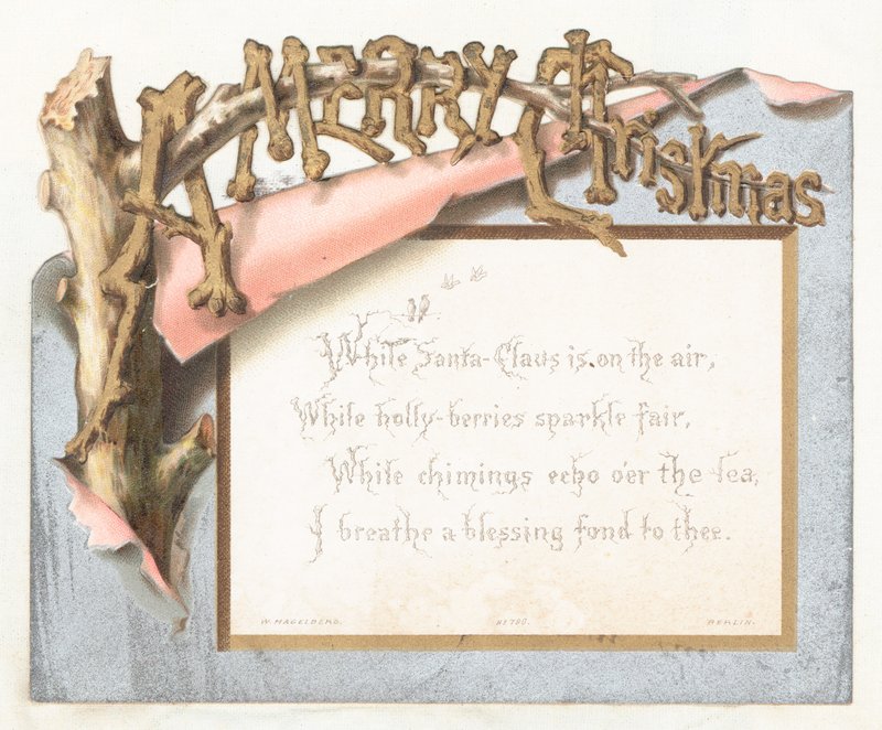 Weihnachtsschild im Wald, Weihnachtskarte von English School
