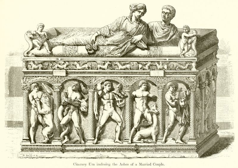 Aschenurne eines Ehepaares von English School