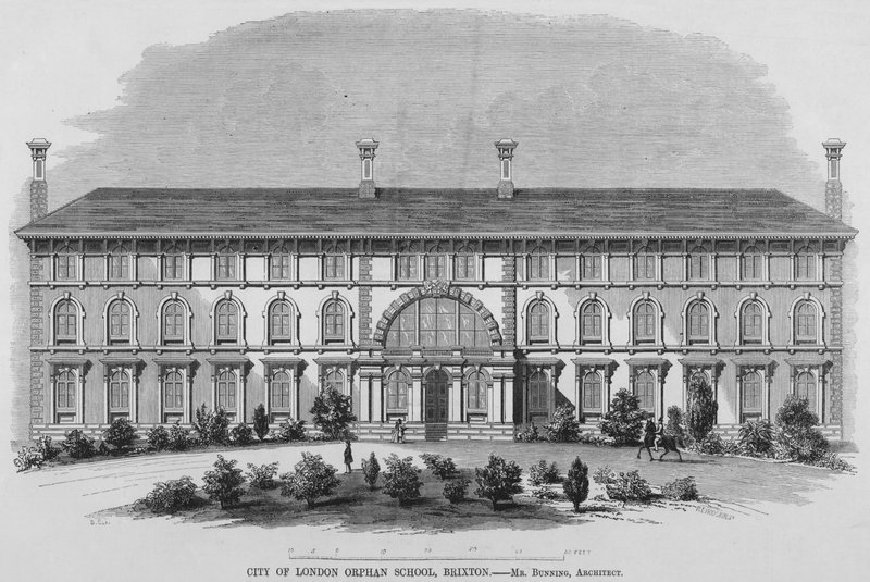 Waisenschule der Stadt London, Brixton (Gravur) von English School
