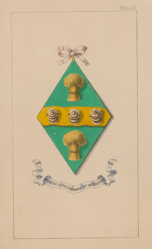 Wappen; Reichtum ist der Lohn der Industrie von English School