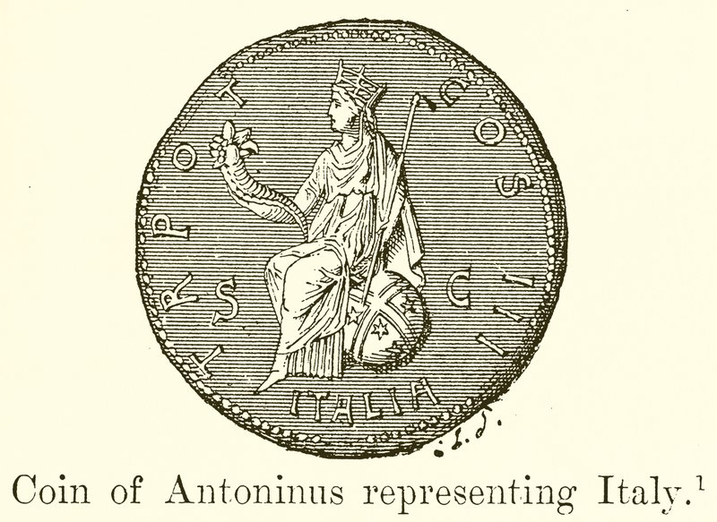 Münze des Antoninus, Italien darstellend von English School