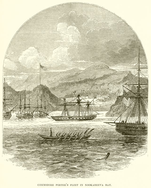 Flotte von Commodore Porter in der Nookaheeva-Bucht von English School