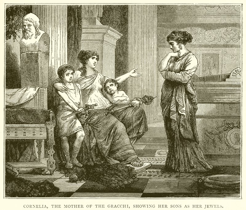 Cornelia, die Mutter der Gracchen, zeigt ihre Söhne als ihre Juwelen von English School