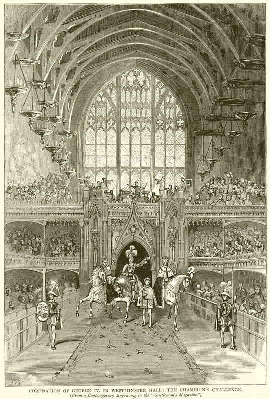Krönung von George IV. in der Westminster Hall: Die Herausforderung des Champions von English School