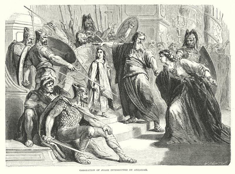 Krönung von Joasch unterbrochen durch Athalja (Gravur) von English School