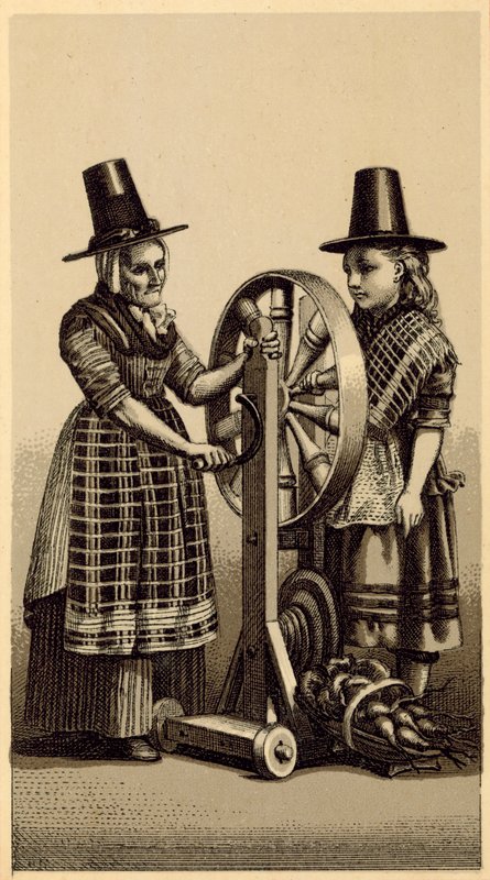 Kostüme von Wales: Spinnrad von English School