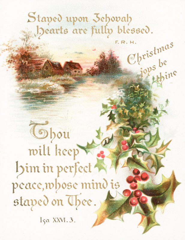 Hütte am Fluss, Weihnachtskarte von English School