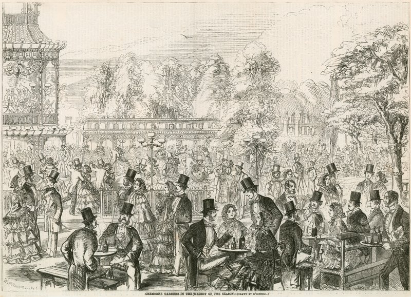 Cremorne Gardens, London, in der Hochsaison von English School