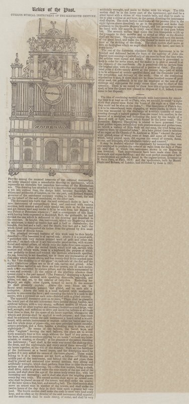 Kurioses Musikinstrument des sechzehnten Jahrhunderts (Stich) von English School