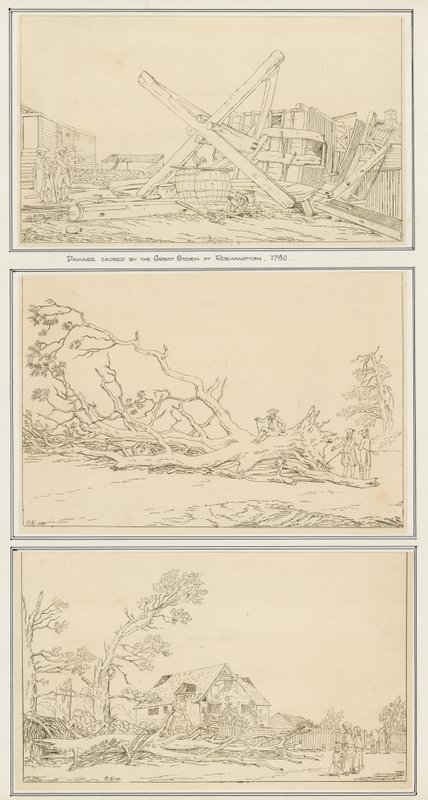 Schäden durch den Großen Sturm in Roehampton, 1780 von English School