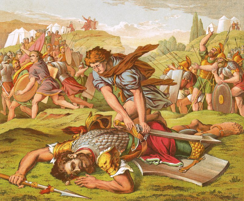 David erschlägt den Riesen Goliath von English School
