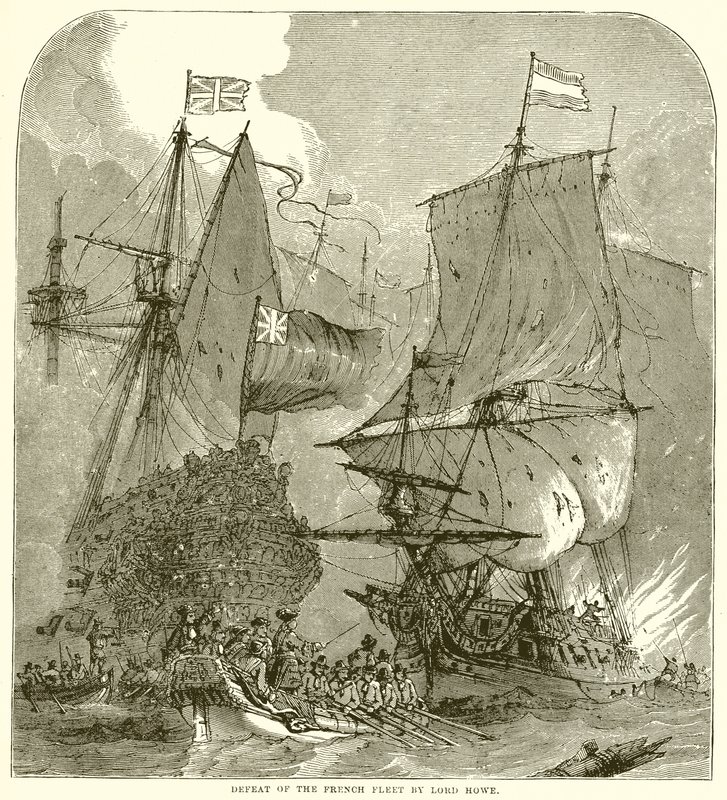 Niederlage der französischen Flotte durch Lord Howe von English School
