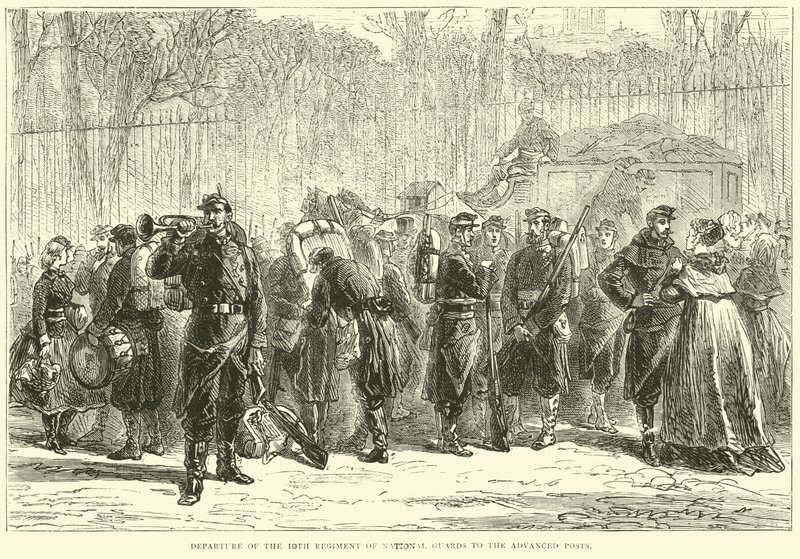 Abmarsch des 10. Regiments der Nationalgarde zu den vorgeschobenen Posten, Oktober 1870 von English School