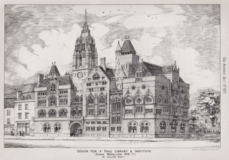 Entwurf für eine Freie Bibliothek und Institut, Soane Medaille von English School