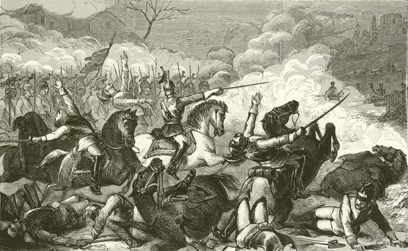 Zerstörung der Kürassiere von Graf Bismarck durch die Mitrailleuse von English School