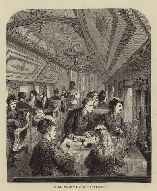 Speisewagen der Union Pacific Railway (Gravur) von English School