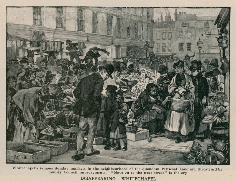 Verschwindendes Whitechapel: Die berühmten Sonntagsmärkte in der Nachbarschaft der ehemaligen Petticoat Lane sind durch Verbesserungen des County Council bedroht von English School