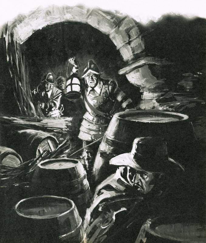 Entdeckung von Guy Fawkes und der Pulververschwörung von English School