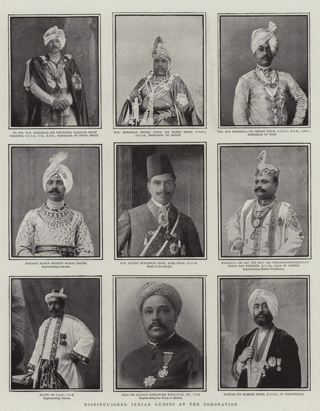 Hervorragende indische Gäste bei der Krönung, Illustration aus The Graphic, 28. Juni 1902 von English School