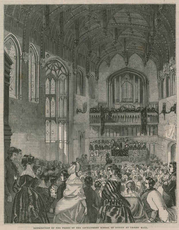 Verteilung der Regierungsschule für Design in Crosby Hall von English School