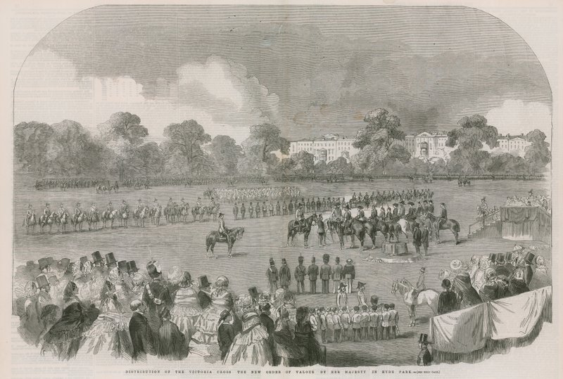 Verleihung des Victoria-Kreuzes, der neuen Tapferkeitsauszeichnung, durch Ihre Majestät im Hyde Park von English School