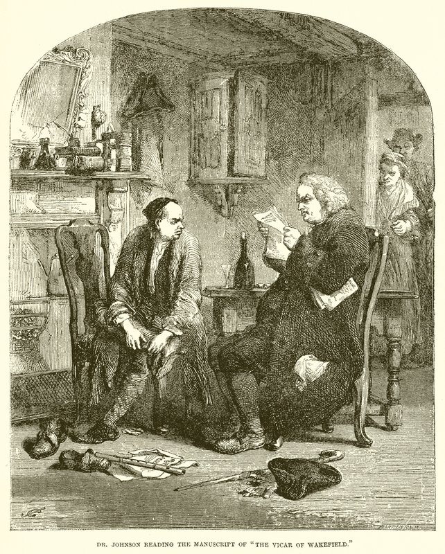 Dr. Johnson liest das Manuskript von 