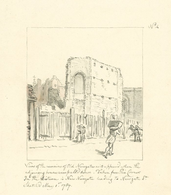 Zeichnung der Überreste von Old Newgate von English School