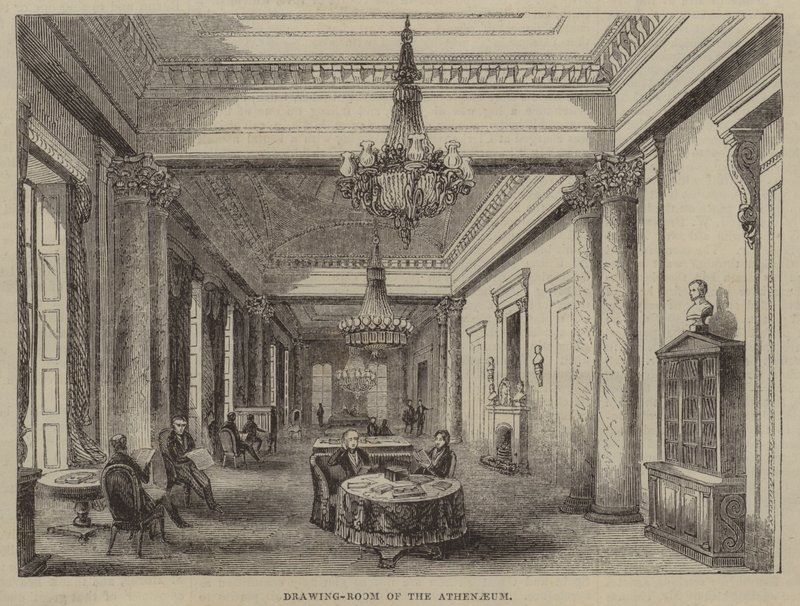 Salon im Athenaeum Club, London (Gravur) von English School