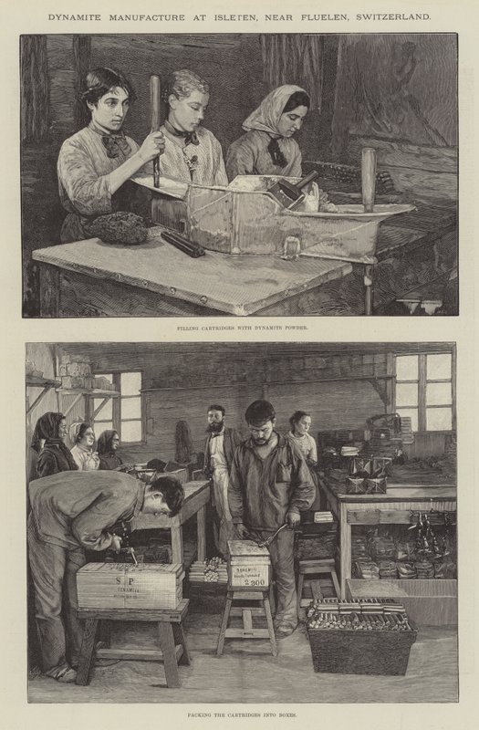 Dynamitherstellung in Isleten, in der Nähe von Flüelen, Schweiz von English School