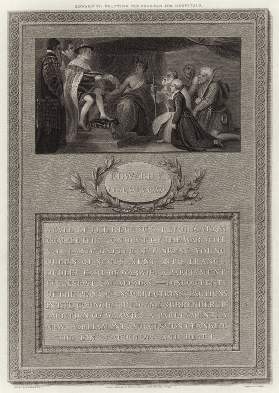 Eduard VI gewährt die Charta für Krankenhäuser von English School