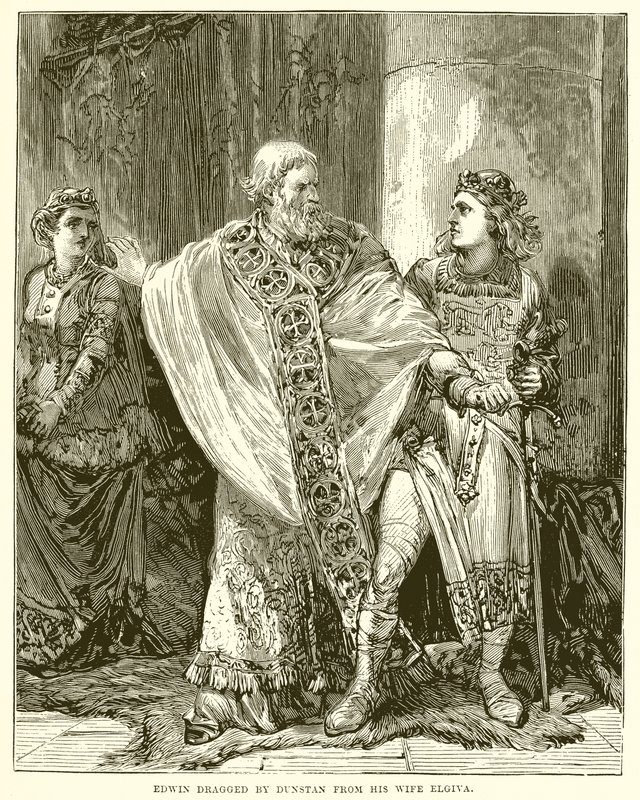Edwin von Dunstan von seiner Frau Elgiva weggezogen von English School