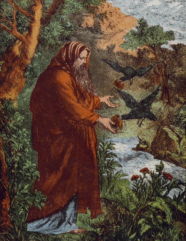 Elija und die Raben (farbige Gravur) von English School