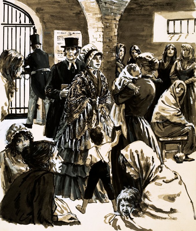 Elizabeth Fry wurde nach einem Besuch im Newgate-Gefängnis eine Verfechterin der Gefängnisreform von English School