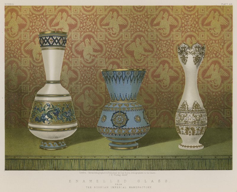 Emailliertes Glas aus der russischen Kaiserlichen Manufaktur von English School