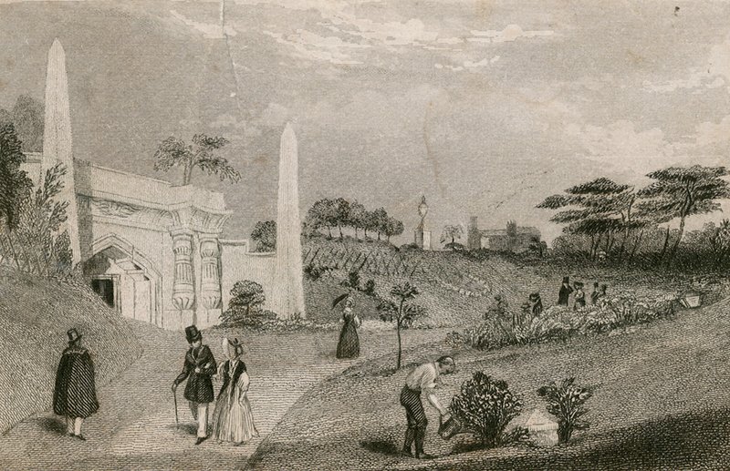 Eingang zu den Katakomben, Highgate Cemetery, London von English School