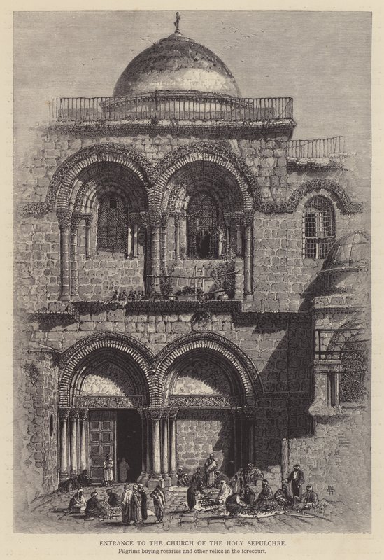Eingang zur Kirche des Heiligen Grabes (Gravur) von English School