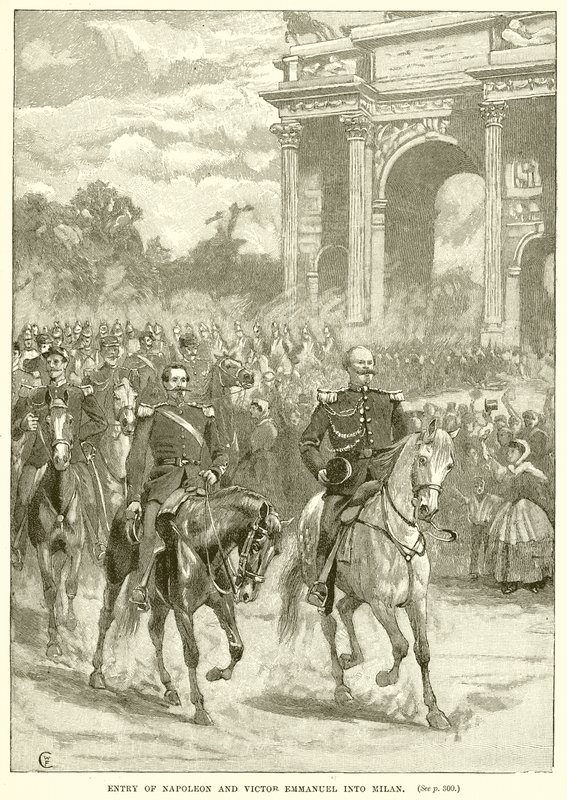 Einzug von Napoleon und Viktor Emanuel in Mailand von English School